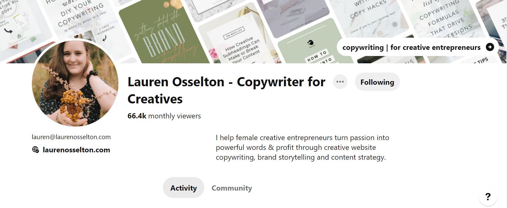 Lauren Osselton Pinterest profile
