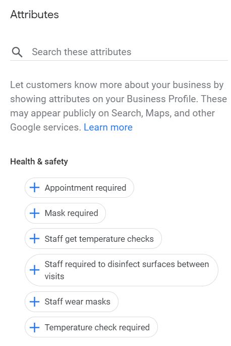 Attributes in Google My Business