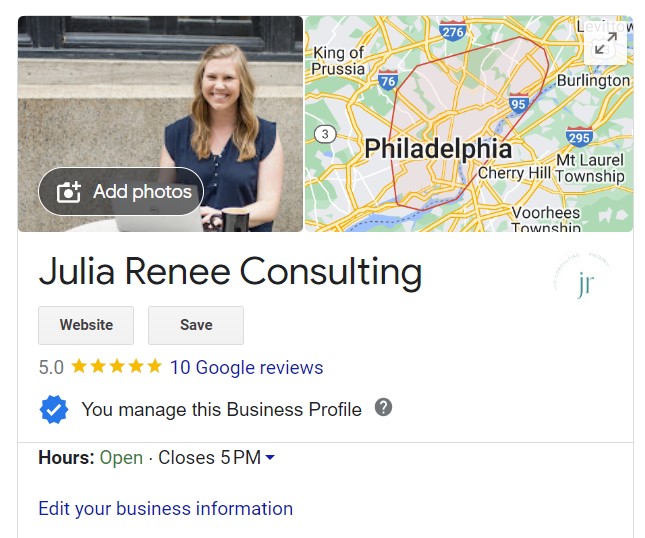 Screenshot of Google Business Profile